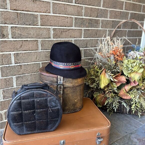 Maevey J Upcycled Gucci Ribbon Black Felt Hat main image 4